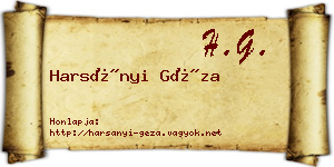 Harsányi Géza névjegykártya